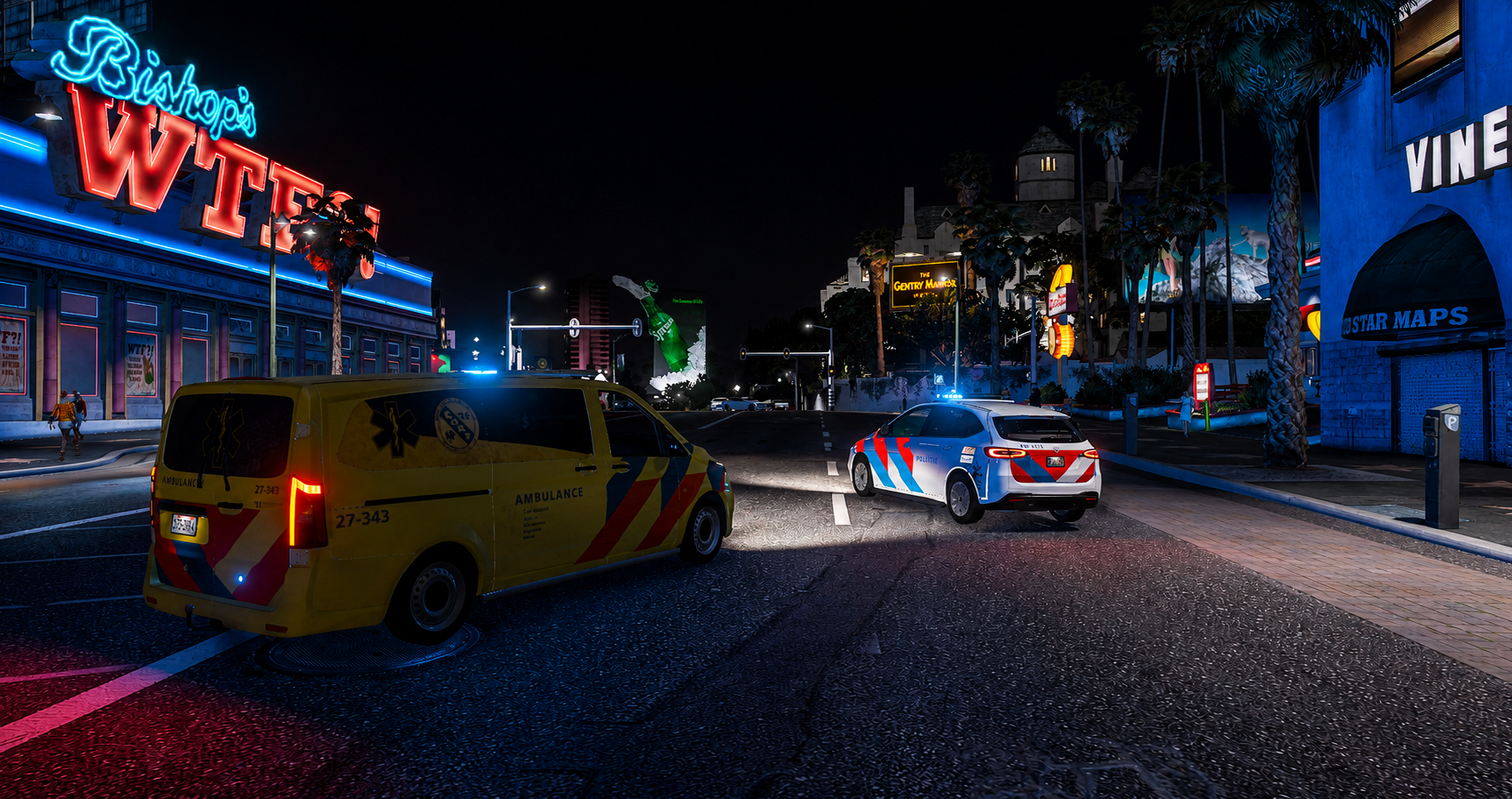 Hulpdiensten bij een incident in de stad